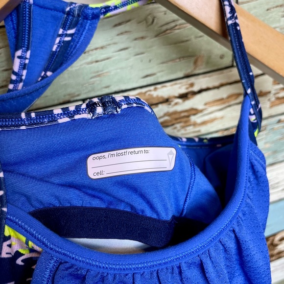 Ivivva Lululemon Girl’s Layered Double Dutch Blue Racerback Tank Top Size 12 - Picture 4 of 8